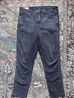 Gap Cigarette Slim Dark Black Distressed Wash High-Rise Straight Jeans 34 or 14T